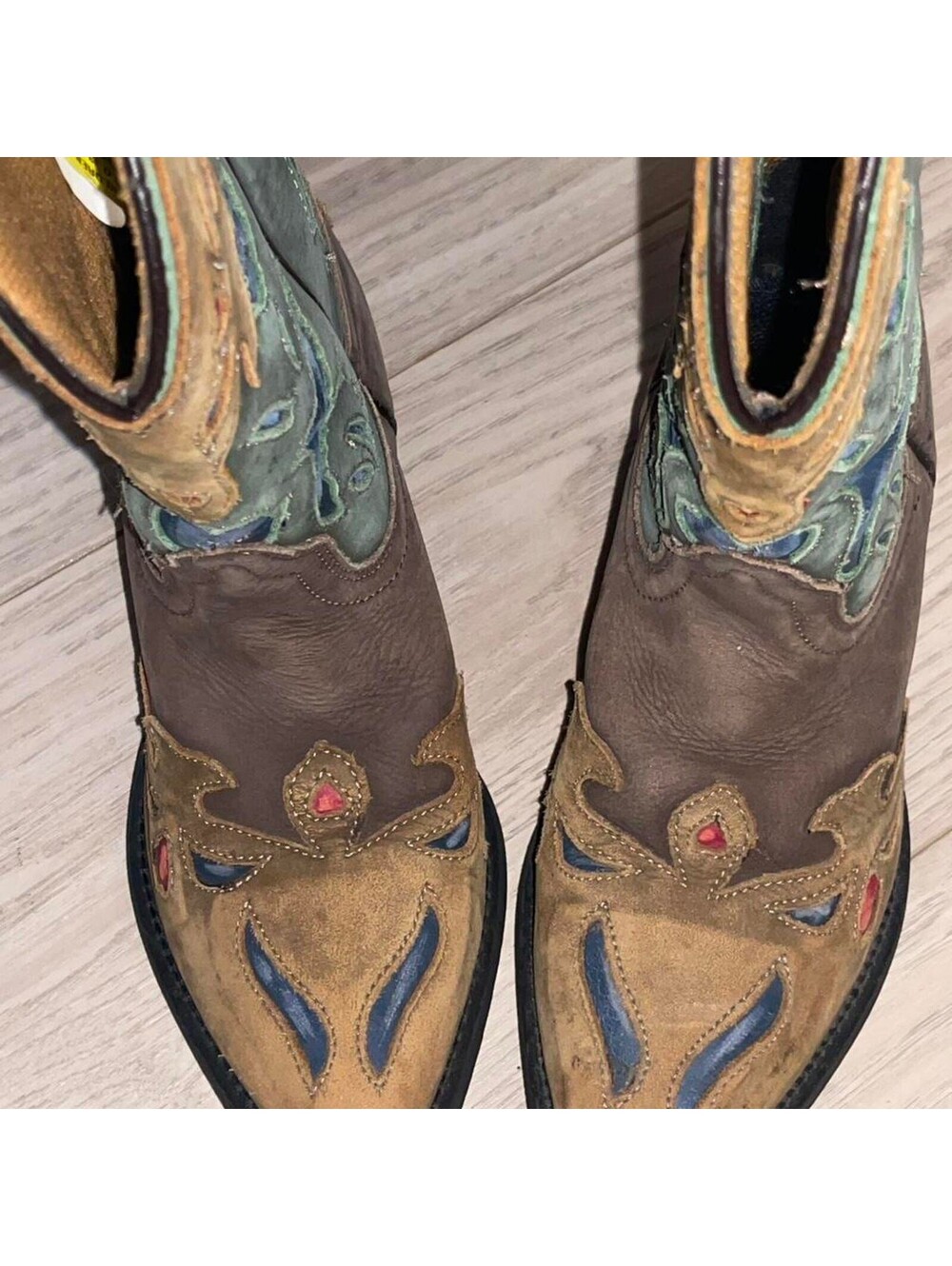 Kids Western Cowboy Boots Size 1 Vintage Bluebird -Dan Post